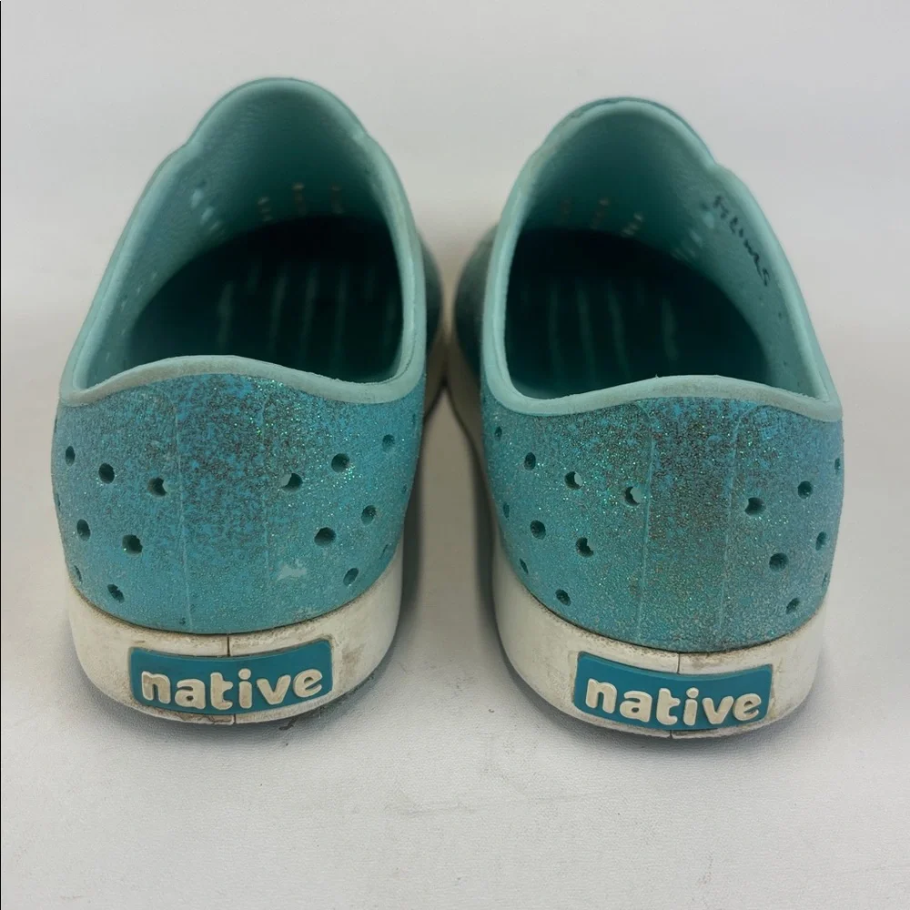NATIVE Jefferson Teal Bling Glitter Shoes Size J1